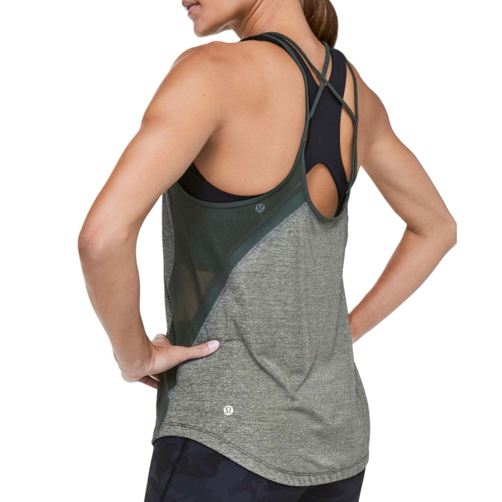 Lululemon Run Off-Route heathered camo green halter tank size 2